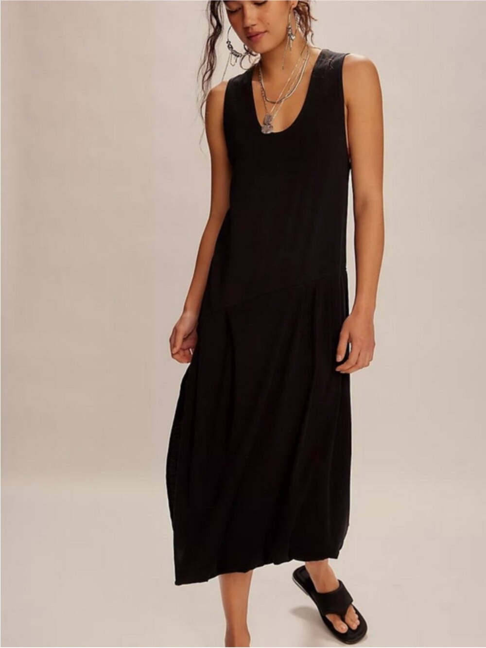 Free People Monika Free-Est Midi Tank Dress in Black SZ XS